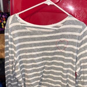 Old Navy Gray and White Striped Sweater